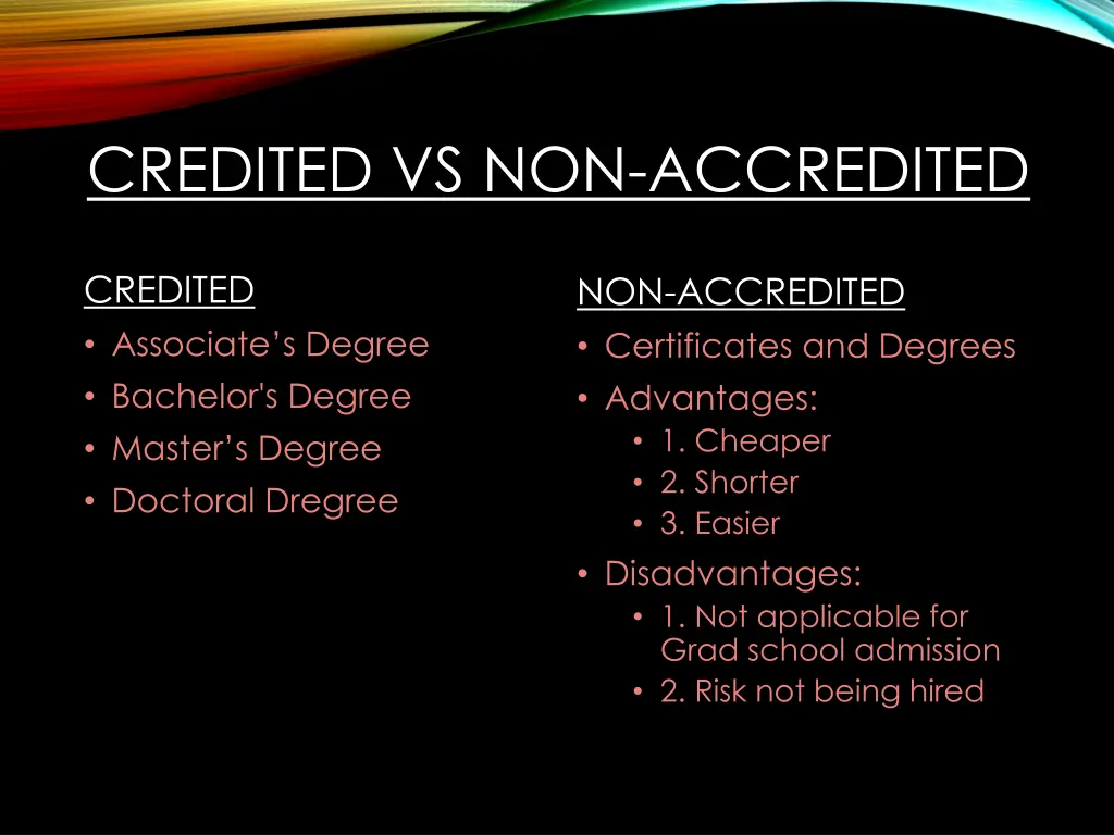 credited vs non accredited