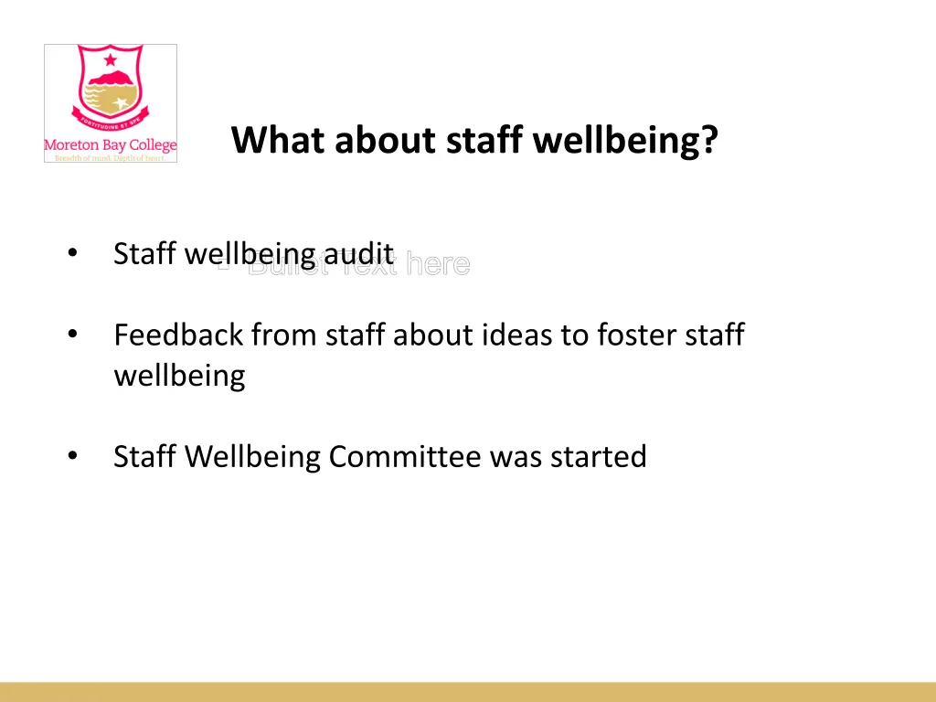 what about staff wellbeing