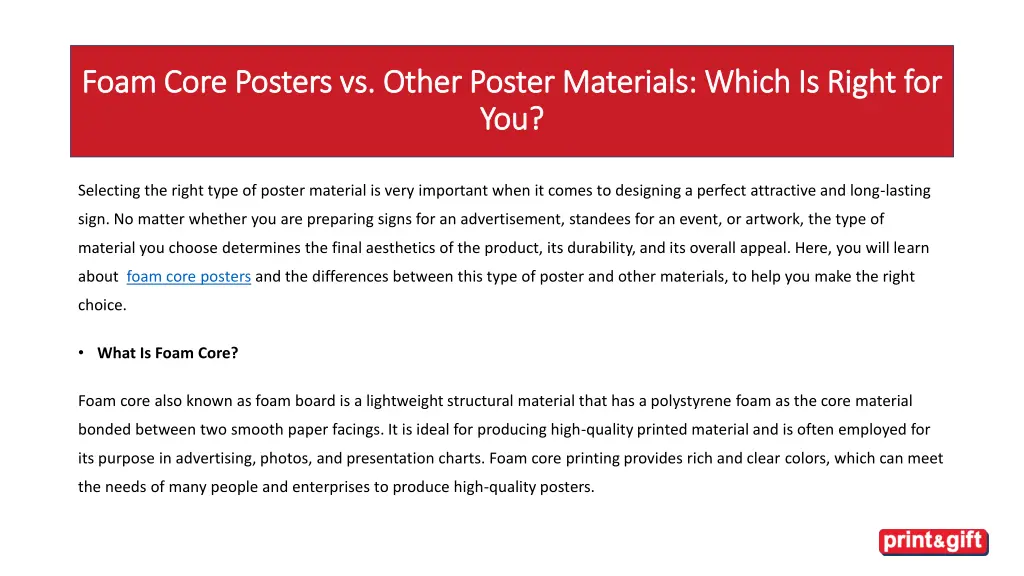 foam core posters vs other poster materials which 1