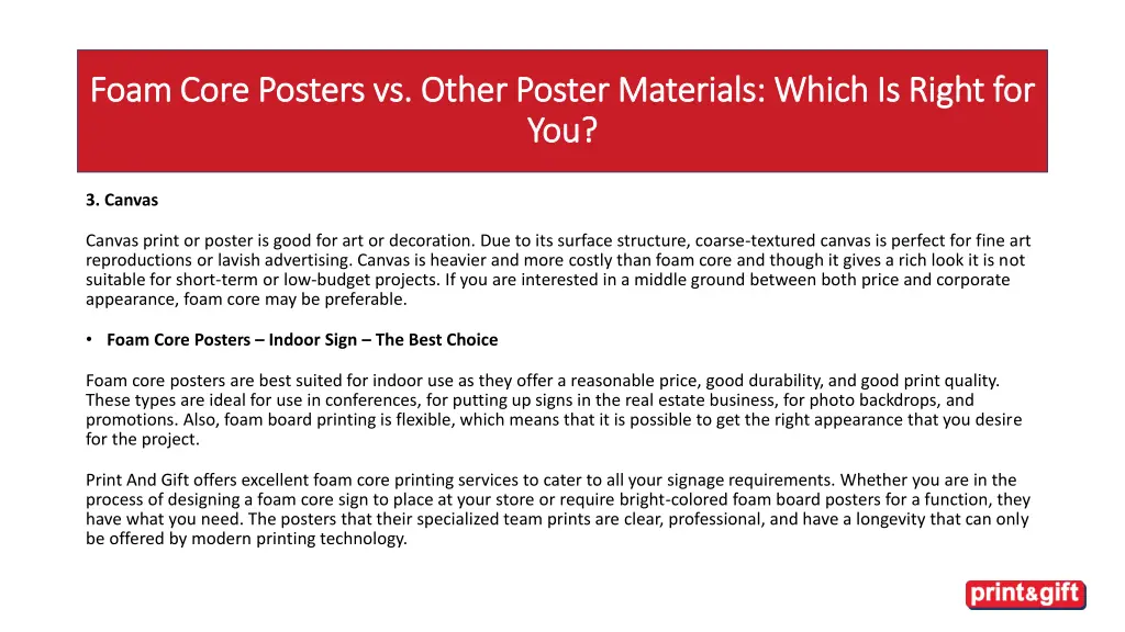 foam core posters vs other poster materials which 5