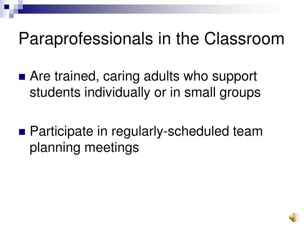 paraprofessionals in the classroom