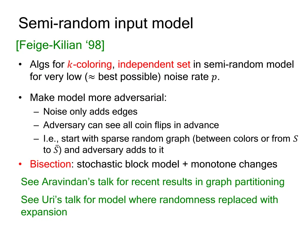 semi random input model 1