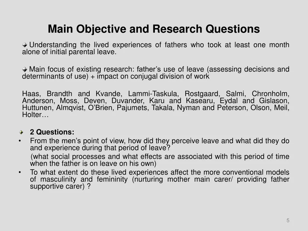 main objective and research questions