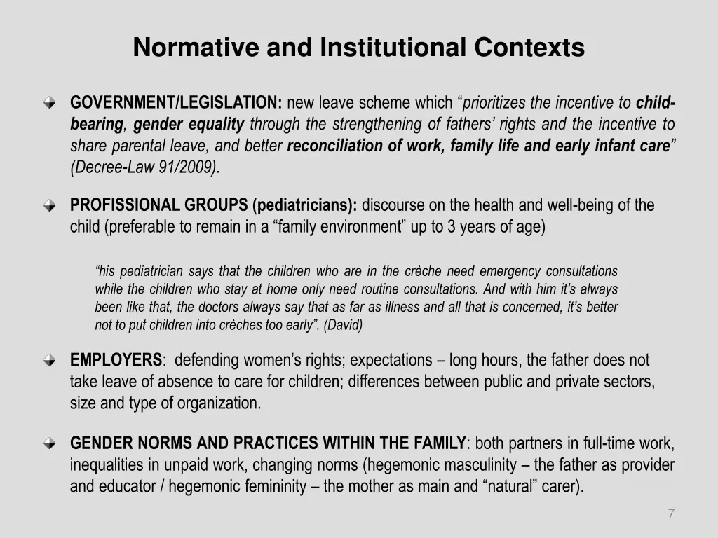 normative and institutional contexts