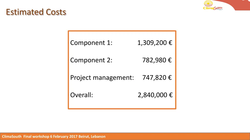 estimated costs