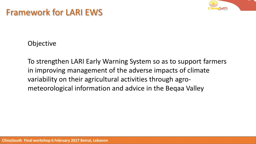 framework for lari ews