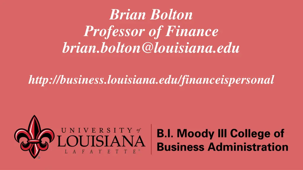 brian bolton professor of finance brian