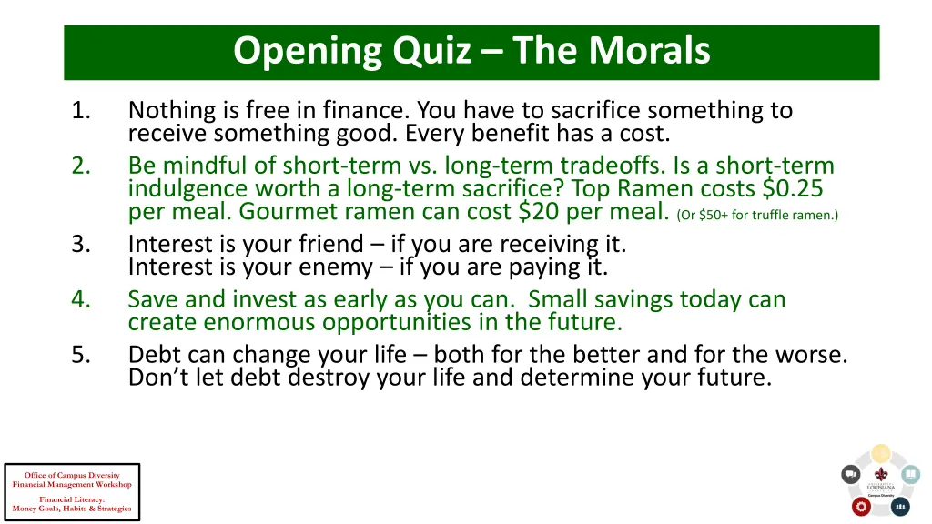 opening quiz the morals