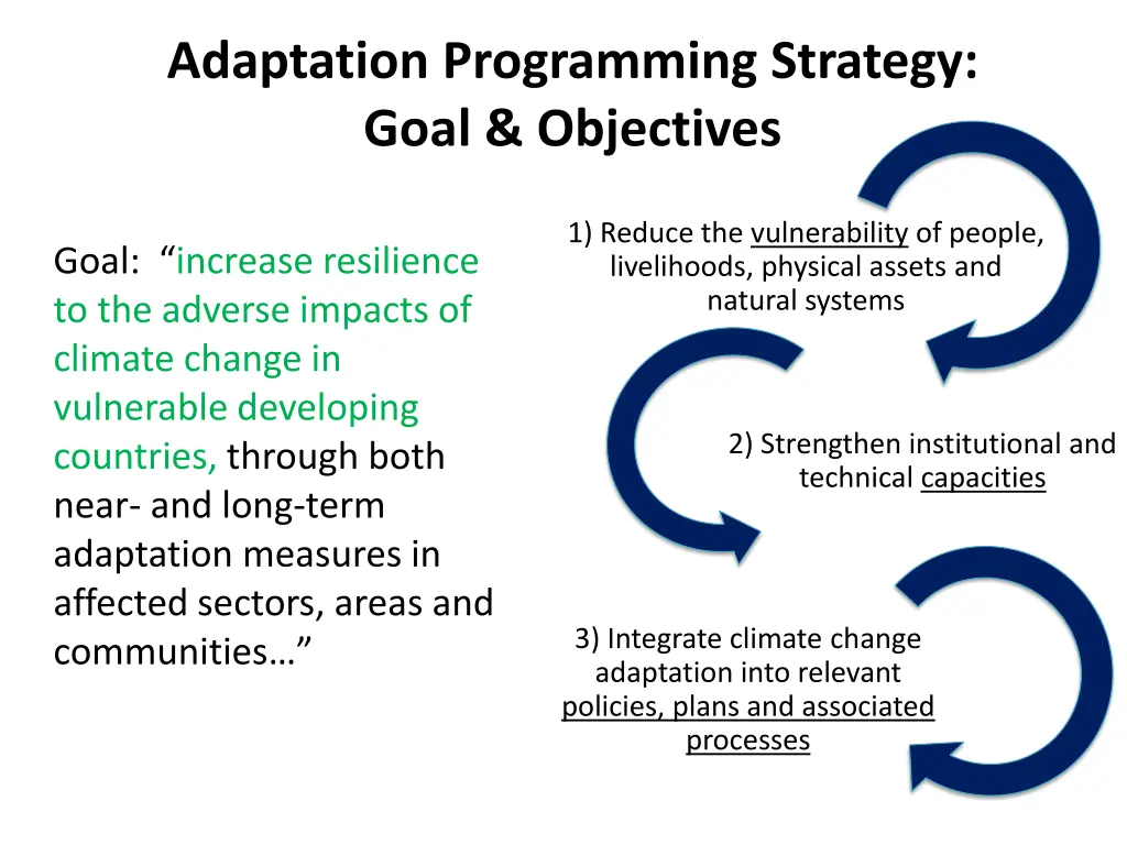 adaptation programming strategy goal objectives