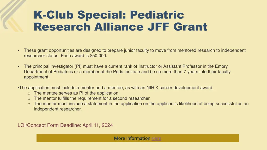 k club special pediatric research alliance