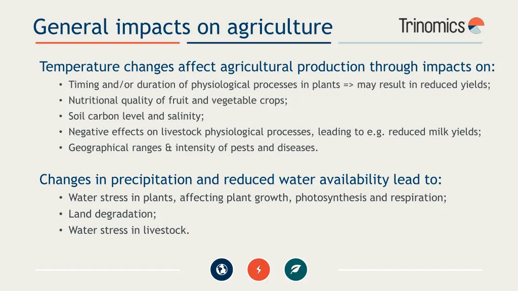 general impacts on agriculture