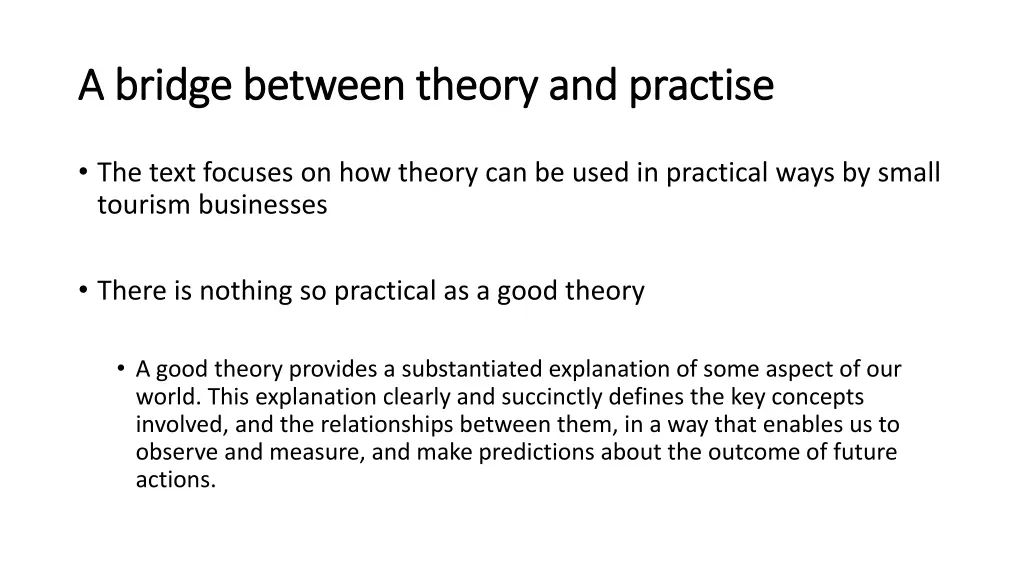 a bridge between theory and practise a bridge