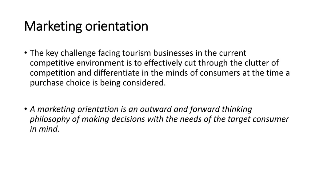 marketing orientation marketing orientation