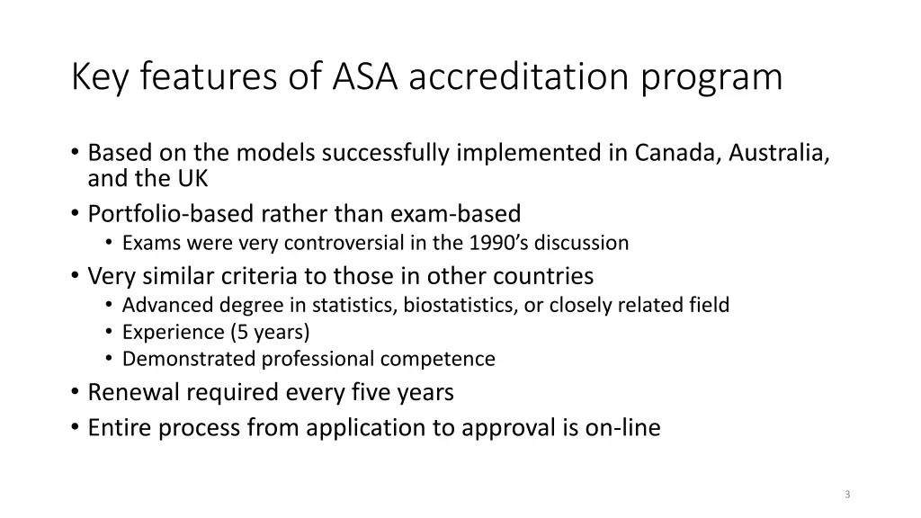 key features of asa accreditation program