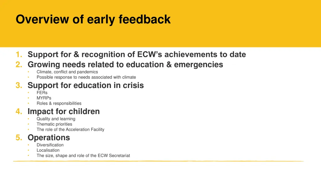 overview of early feedback