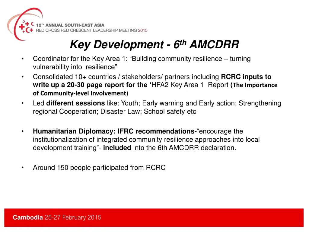 key development 6 th amcdrr