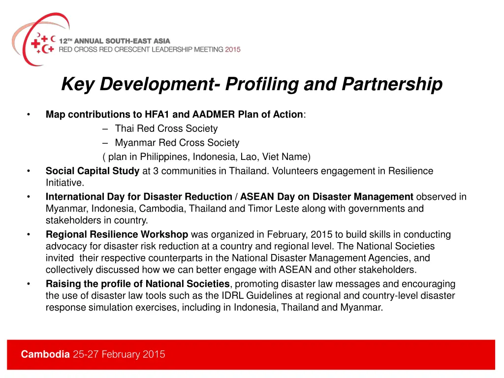 key development profiling and partnership