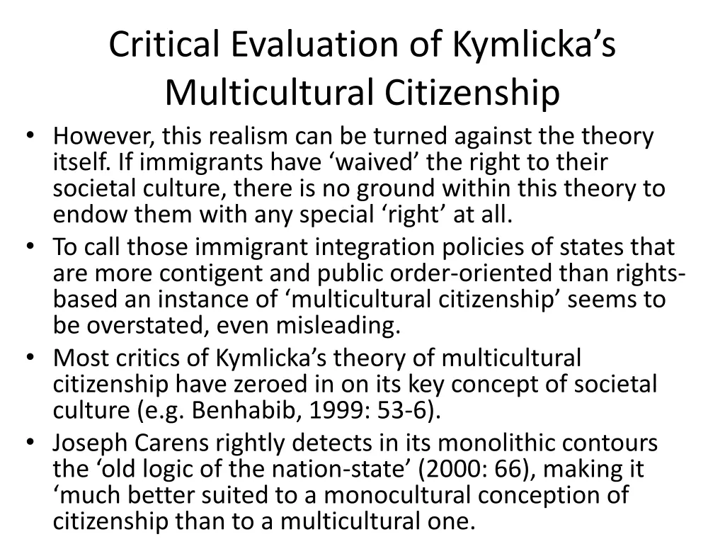 critical evaluation of kymlicka s multicultural