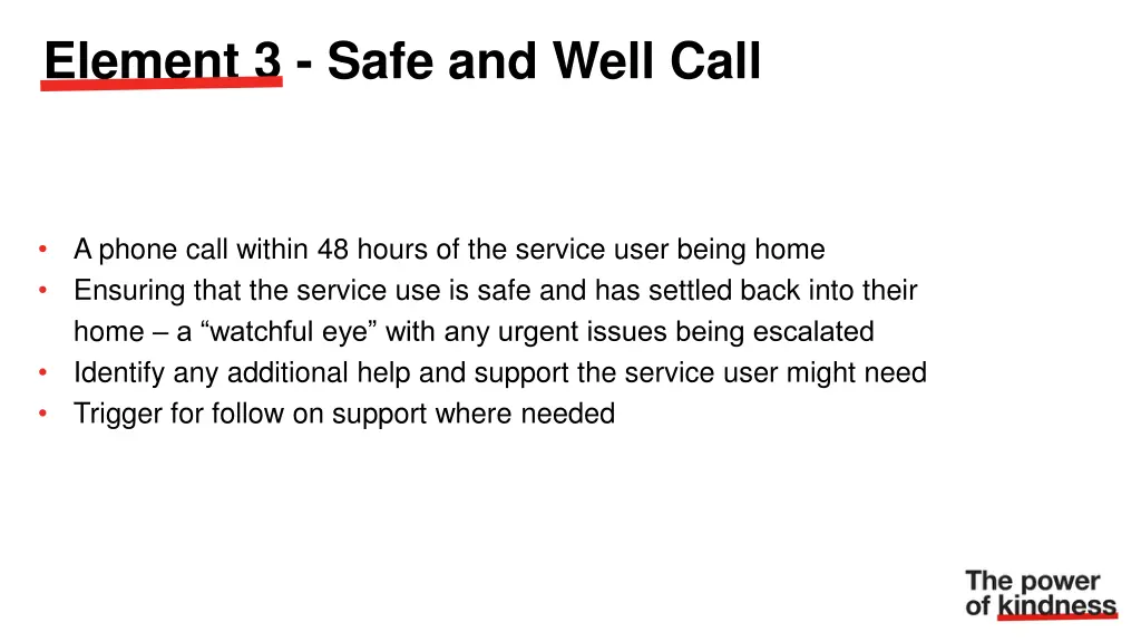 element 3 safe and well call