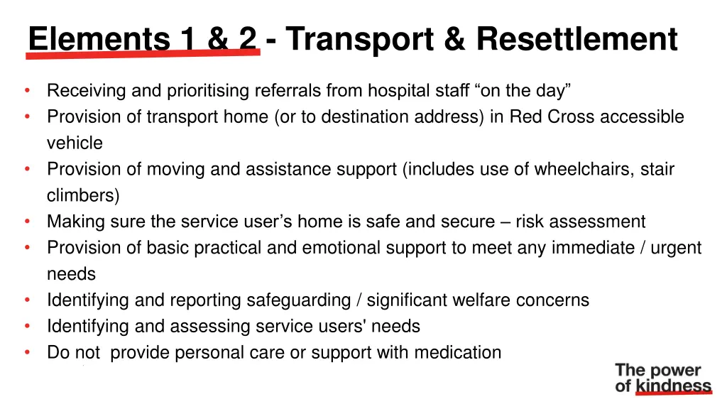 elements 1 2 transport resettlement