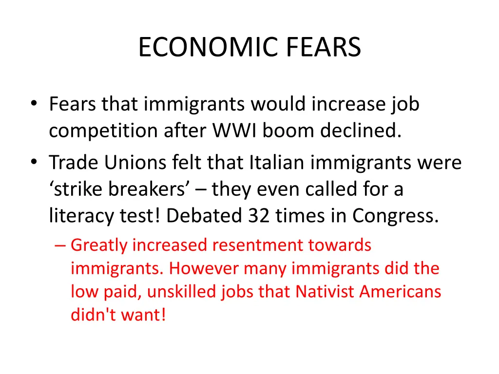 economic fears