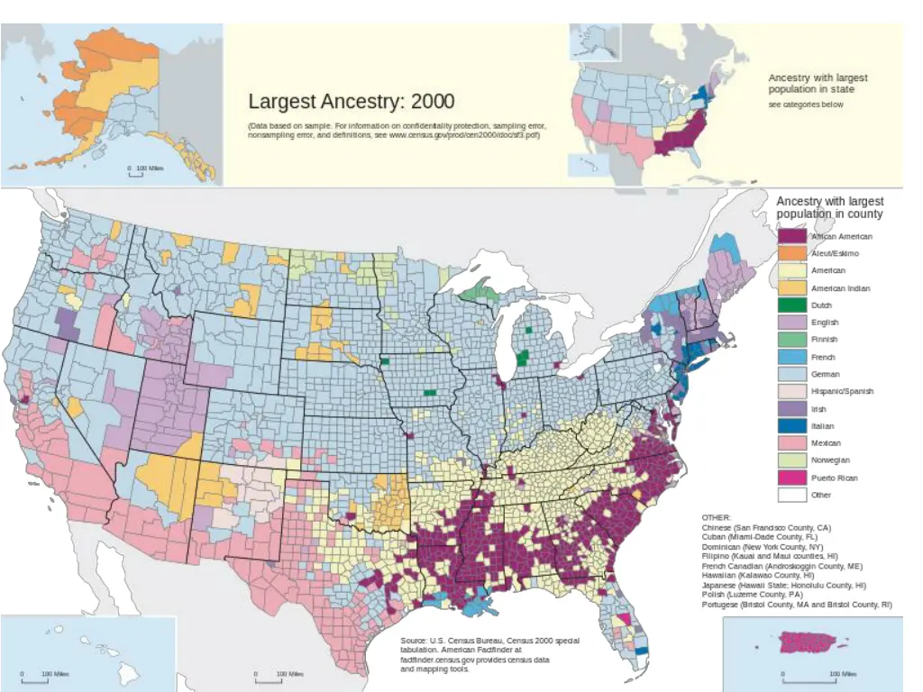 file census 2000 data top us ancestries by county