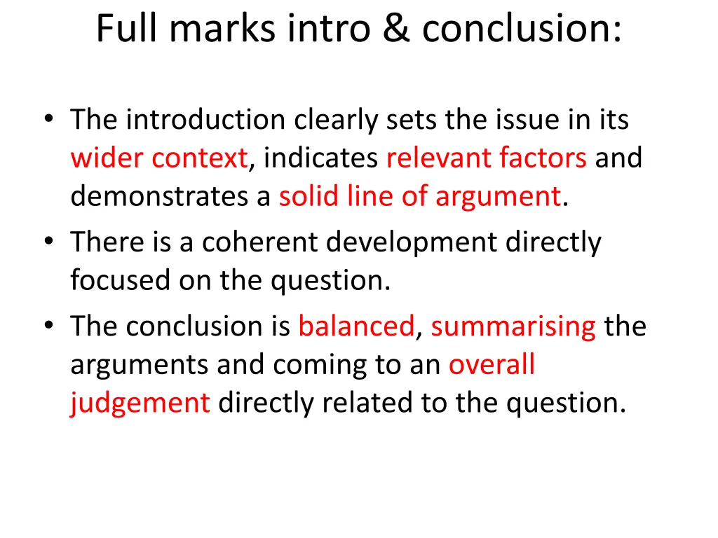 full marks intro conclusion