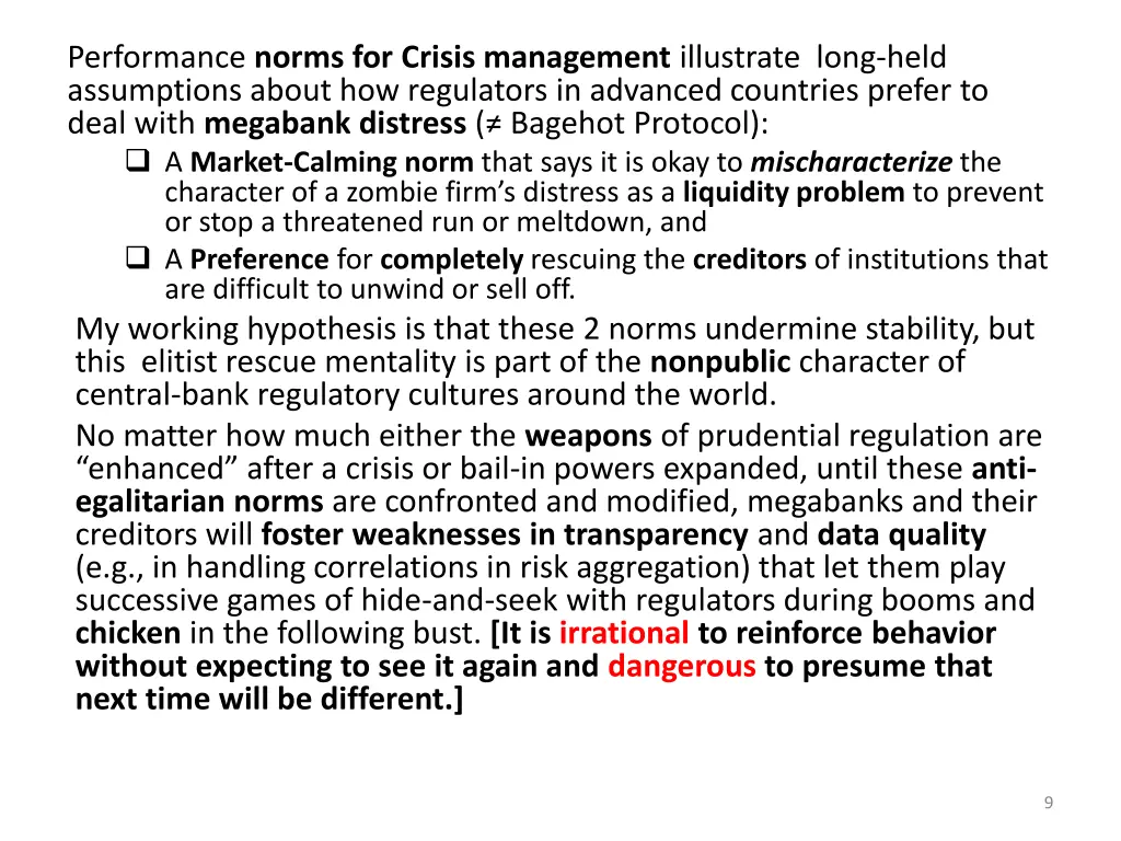 performance norms for crisis management