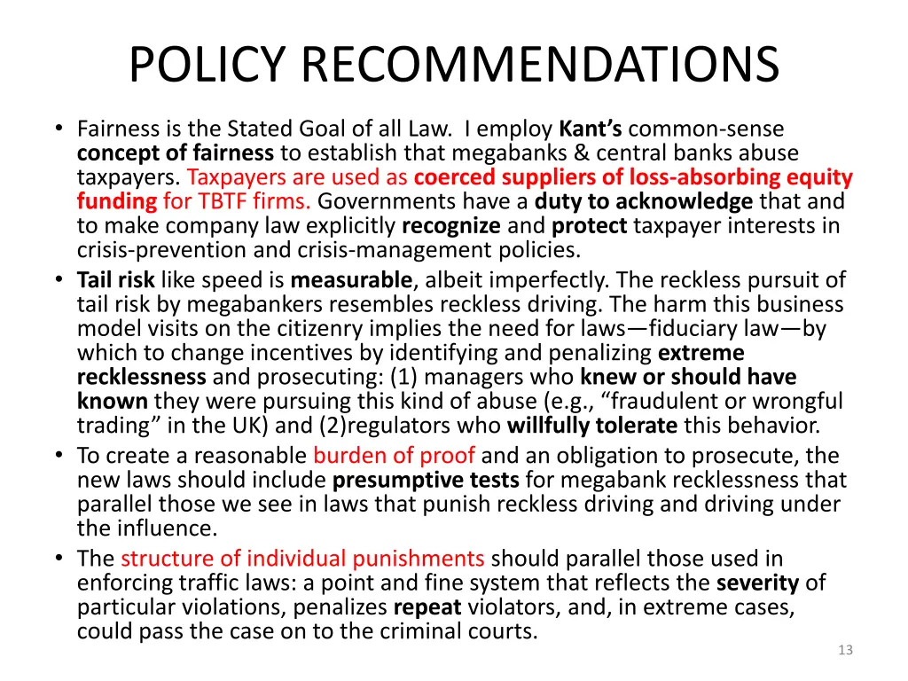 policy recommendations