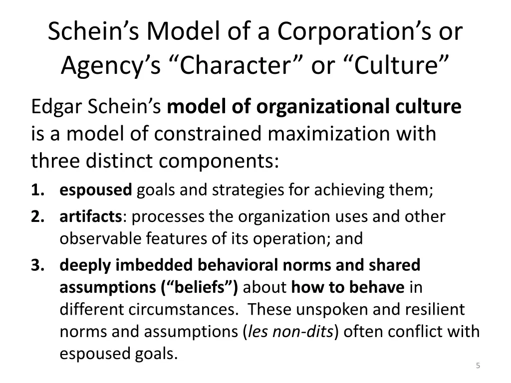 schein s model of a corporation s or agency