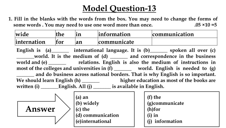 model question 13