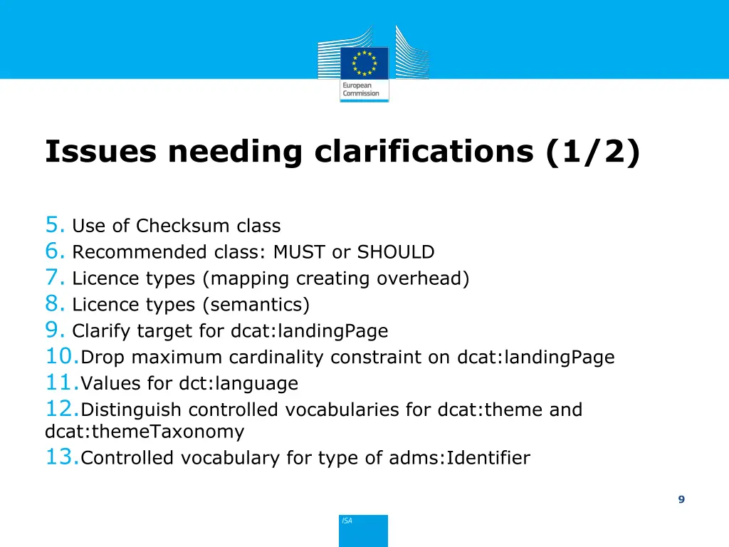 issues needing clarifications 1 2