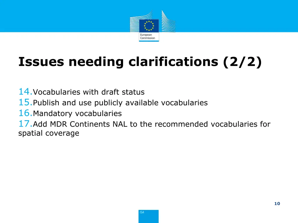 issues needing clarifications 2 2