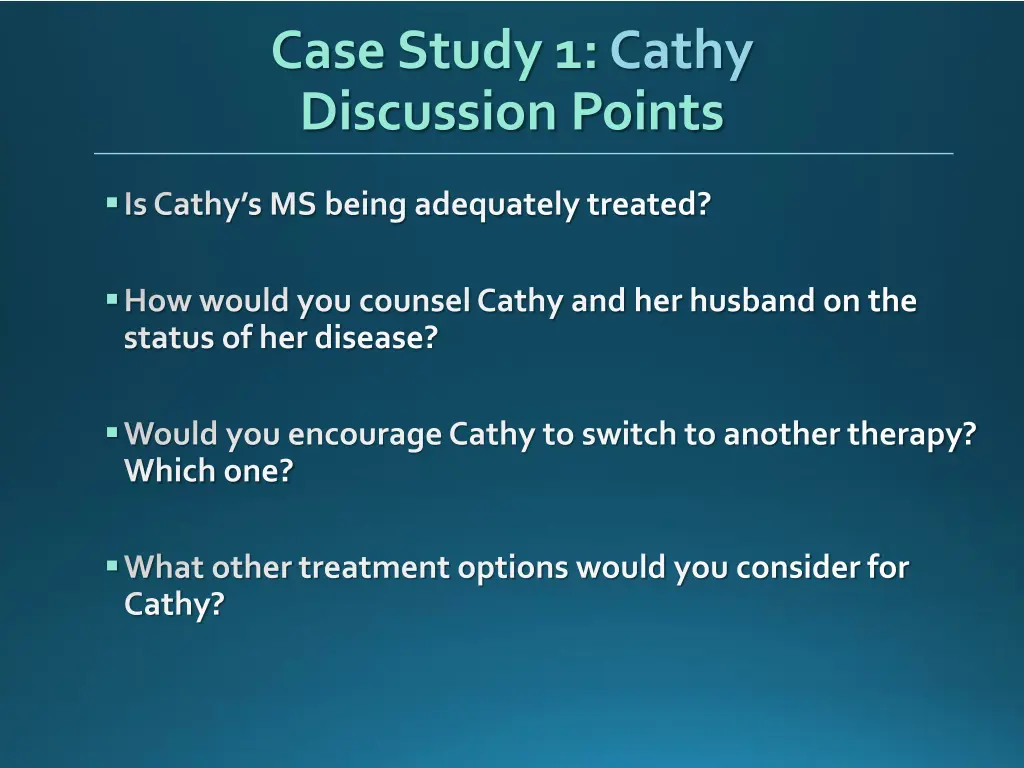 case study 1 cathy discussion points