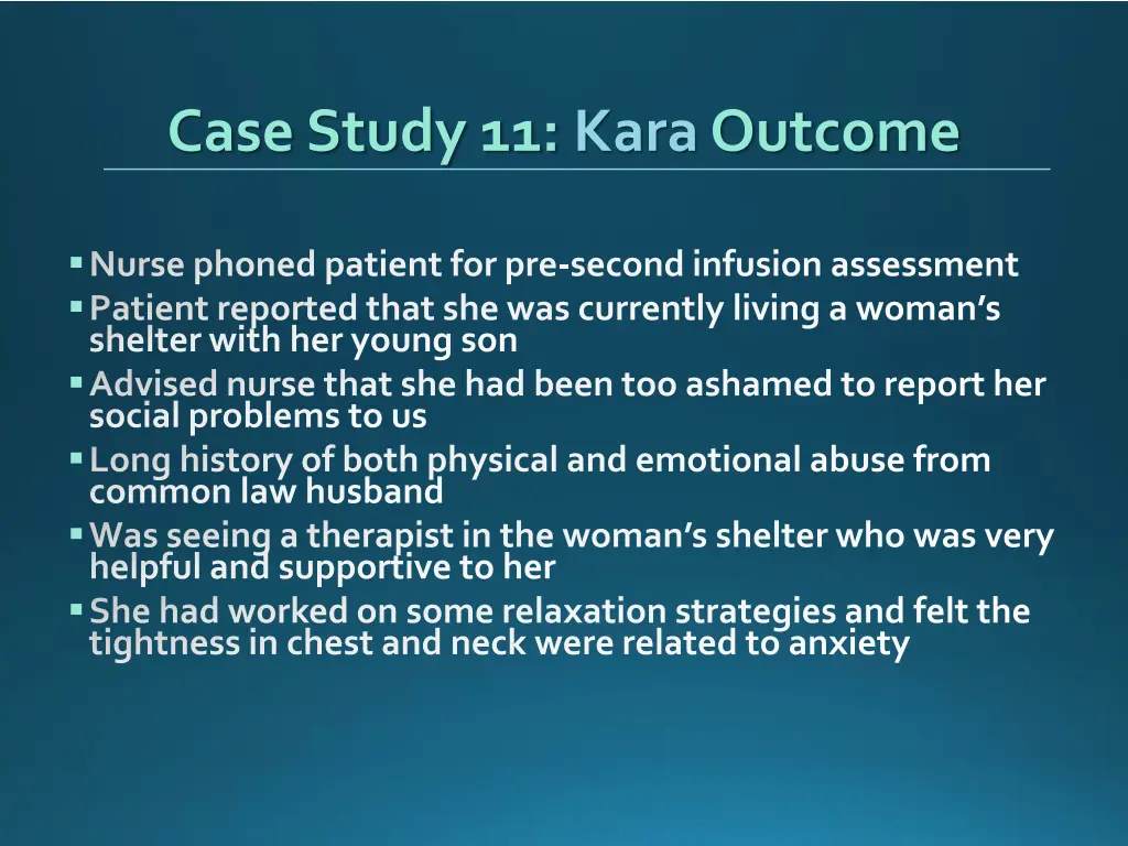 case study 11 kara outcome