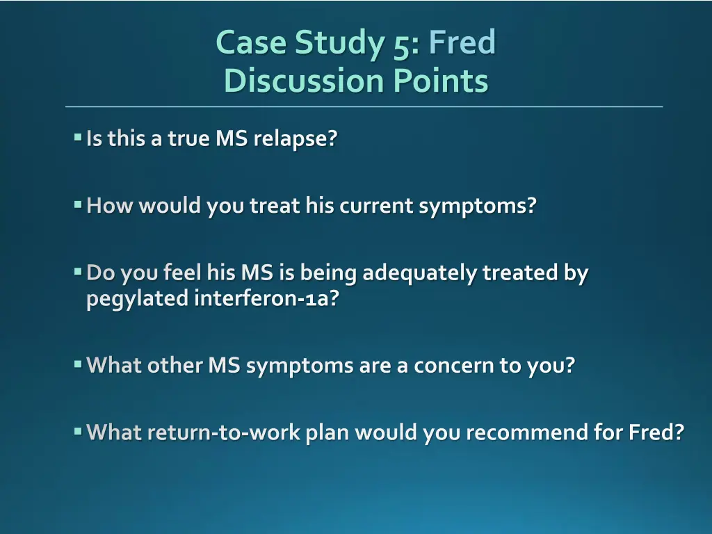 case study 5 fred discussion points