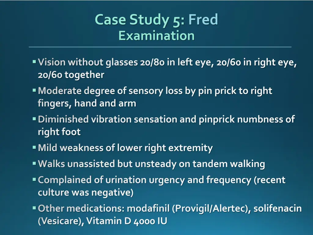 case study 5 fred examination