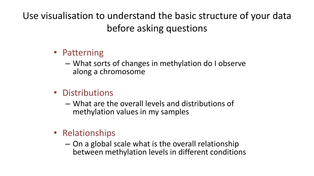 use visualisation to understand the basic