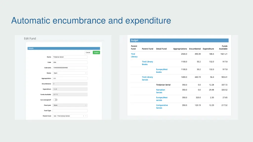 automatic encumbrance and expenditure