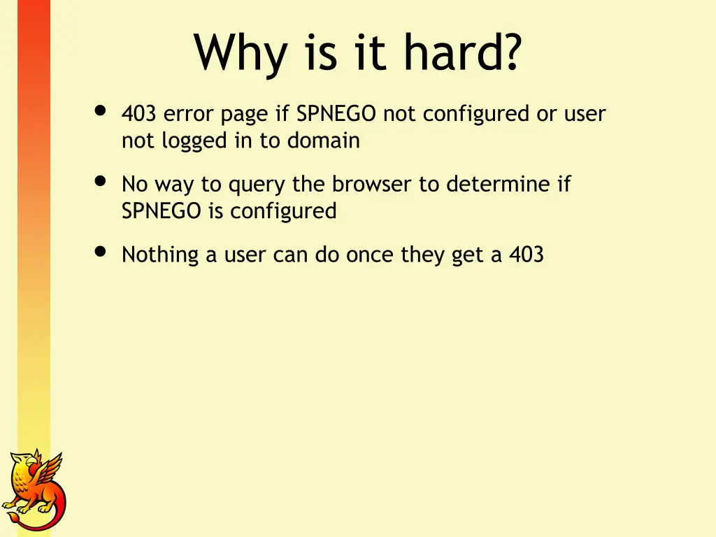 why is it hard 403 error page if spnego