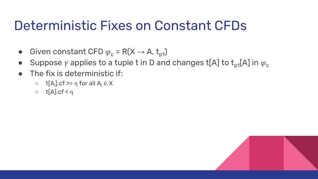 deterministic fixes on constant cfds