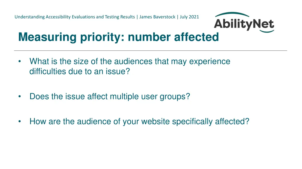 understanding accessibility evaluations 11