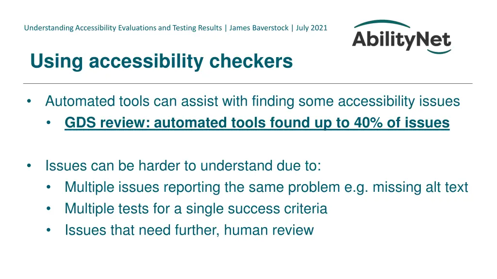 understanding accessibility evaluations 15