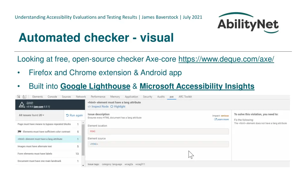 understanding accessibility evaluations 16