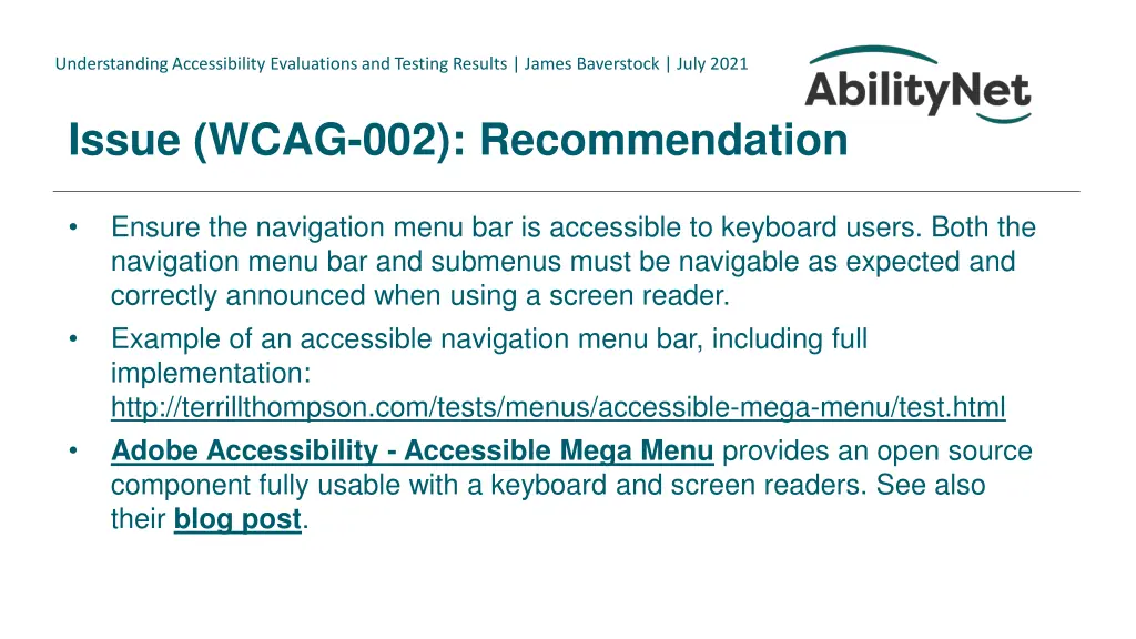 understanding accessibility evaluations 21