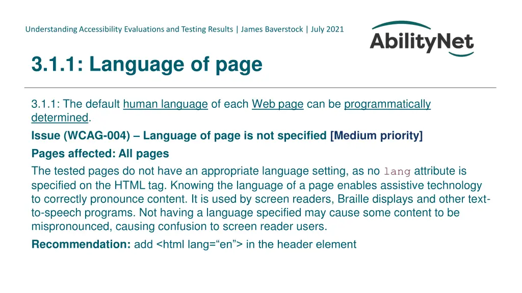 understanding accessibility evaluations 22