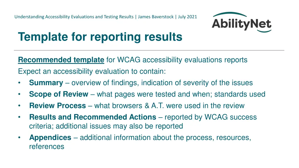 understanding accessibility evaluations 8