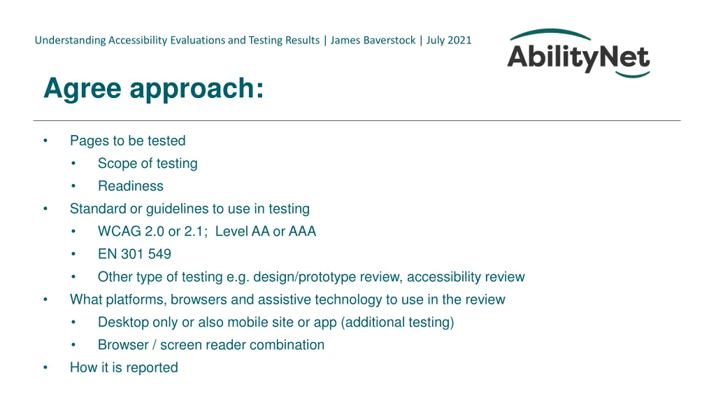 understanding accessibility evaluations 9