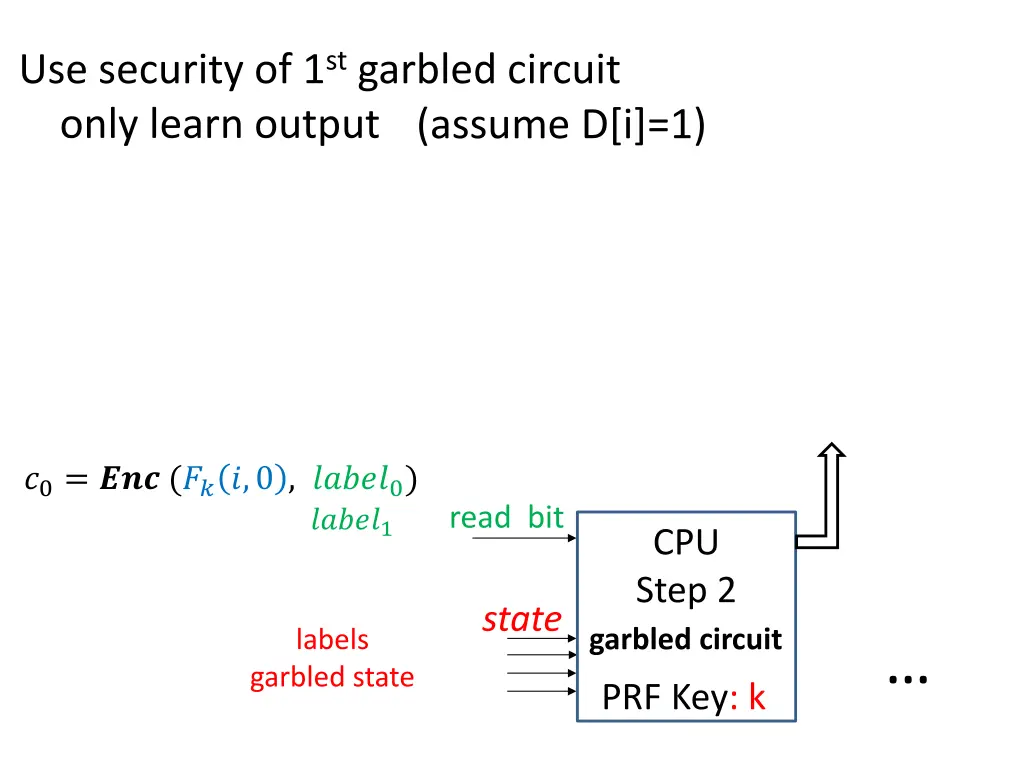 use security of 1 st garbled circuit only learn 1