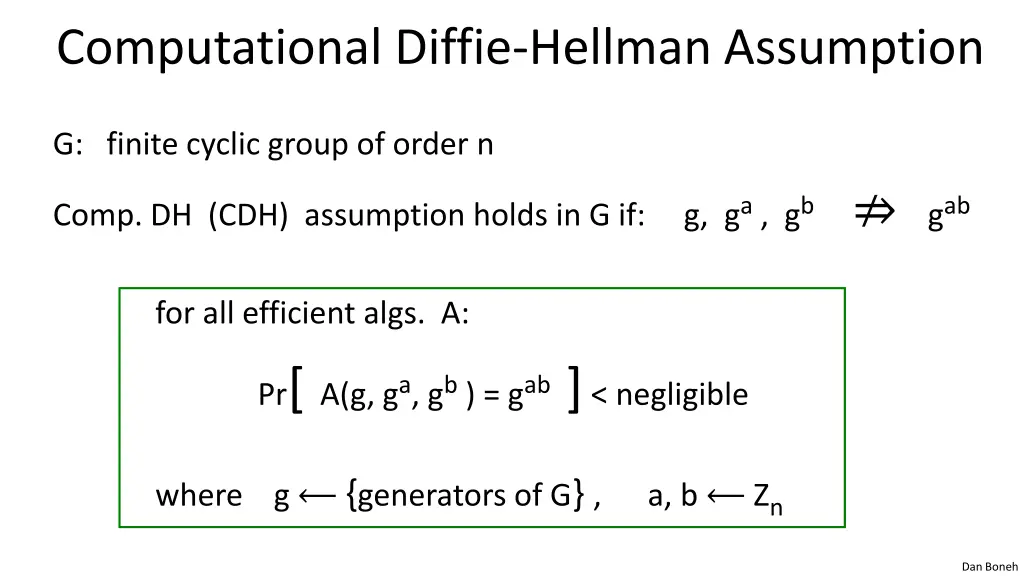 computational diffie hellman assumption